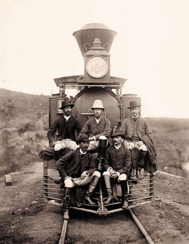 Locomotiva na estrada de ferro Rio-Minas, em 1880.