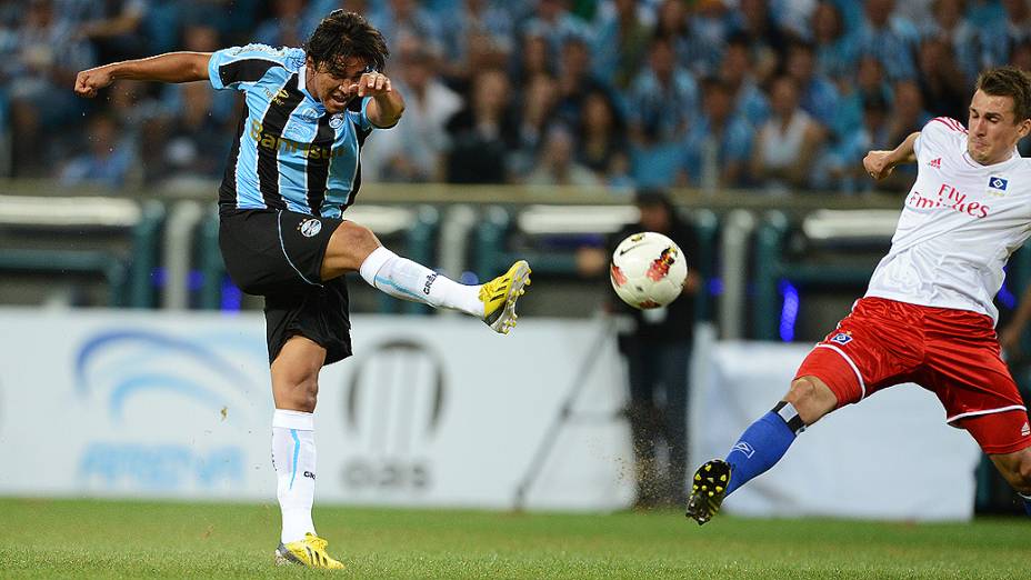 Marcelo Moreno durante partida do Grêmio contra o Hamburgo na inauguração da Arena em Porto Alegre