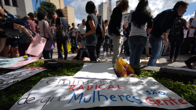 Mulheres durante a Marcha das Vadias em São Paulo