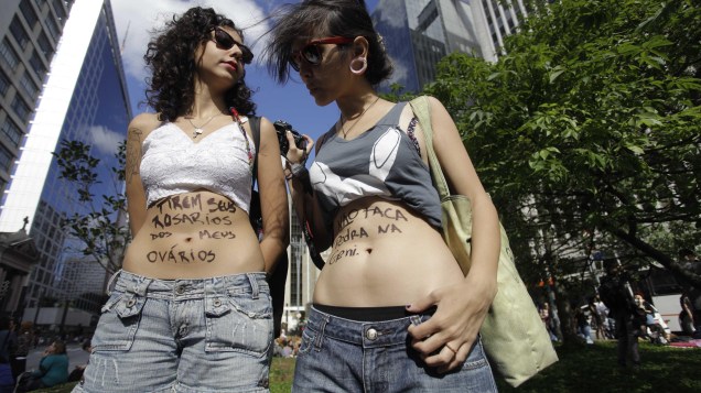 Mulheres durante a Marcha das Vadias em São Paulo