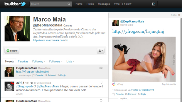 Página do deputado federal Marco Maia no Twitter