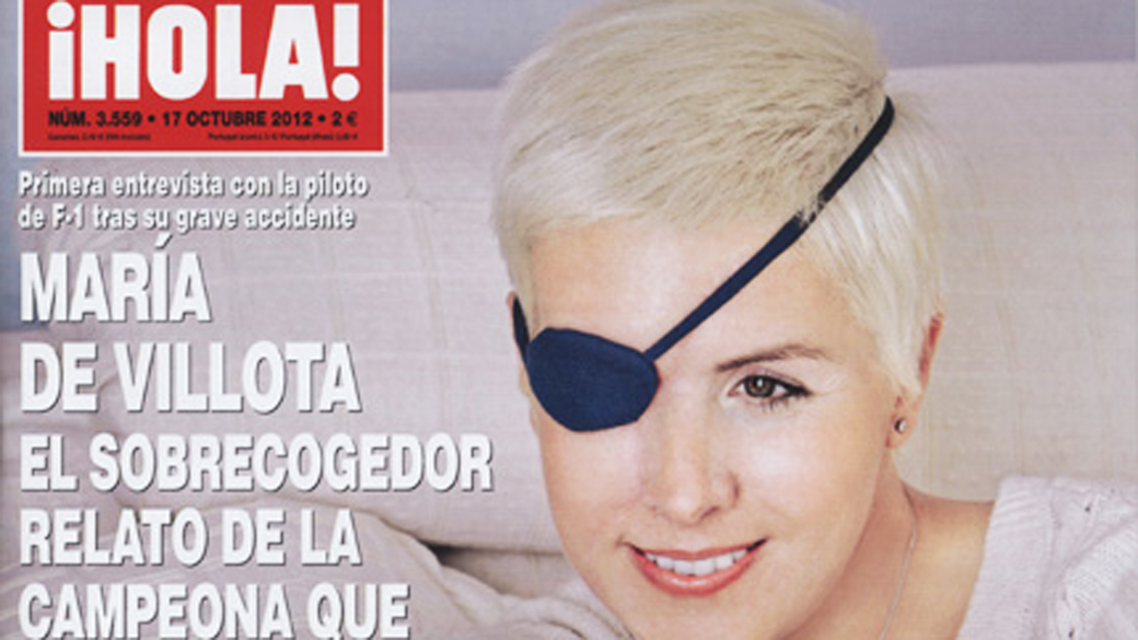 A piloto Maria de Villota, capa da revista espanhola 'Hola' após acidente em que perdeu o olho direito