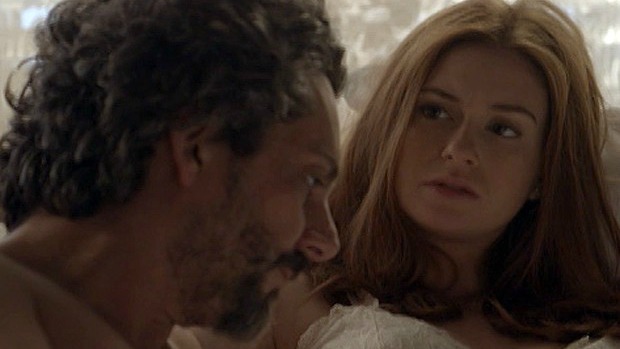 Maria Isis (Marina Ruy Barbosa) e Zé Alfredo (Alexandre Nero) em cena da novela Império, da TV Globo