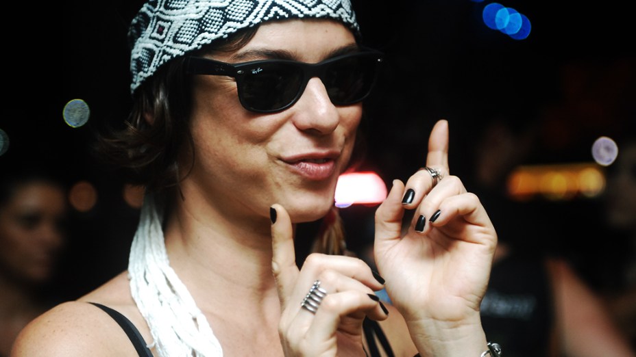 Maria Paula no camarote da Trident, no Rock in Rio 2013