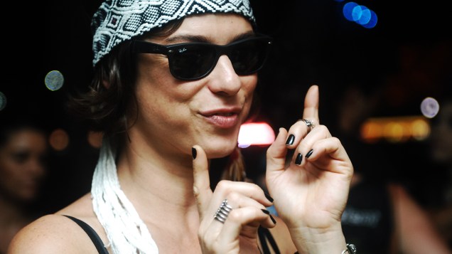 Maria Paula no camarote da Trident, no Rock in Rio 2013