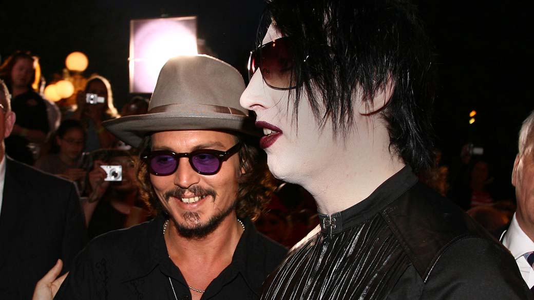 Johnny Depp e Marilyn Manson durante pré estreia do filme "Piratas do Caribe 2" em 2006