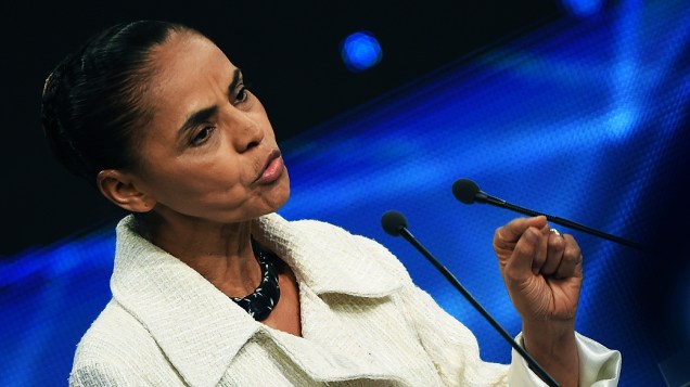 A candidata à Presidência da República, Marina Silva (PSB), durante debate promovido pela Rede Bandeirantes, em 26/08/2014