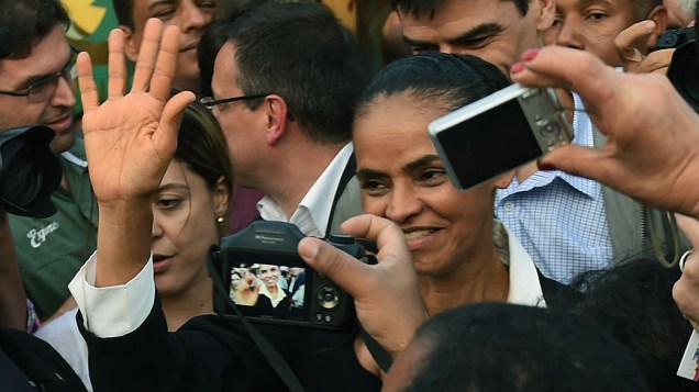A candidata do PSB à Presidência da República, Marina Silva, durante campanha em Porto Alegre