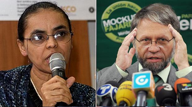 Os candidatos do PV brasileiro, Marina Silva, e colombiano, Antanas Mockus