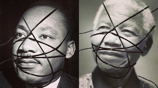 Martin Luther King Jr. e Nelson Mandela em montagem postada por Madonna