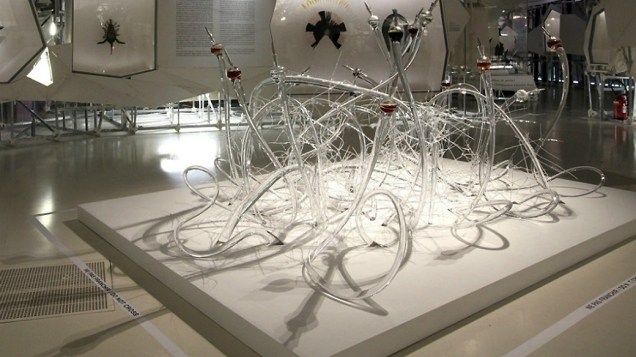 Na obra contemporânea o jardim do vício, os tubos de vidro representam as conexões do cérebro e os tubos de ensaio fazem alusão aos psicotrópicos, que permitem ao xamã ter uma visão mais ampla