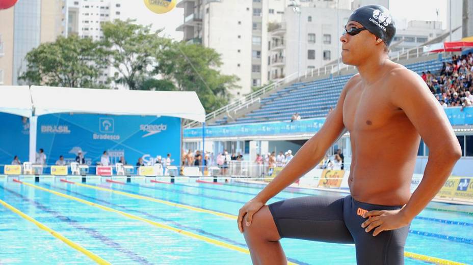 Matheus Santana, nas piscinas do Parque Aquático do Ibirapuera