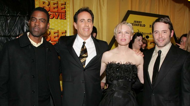 Chris Rock, Jerry Seinfeld, Renee Zellweger e Matthew Broderick em Première do filme "Bee Movie" de 2007, em Nova York