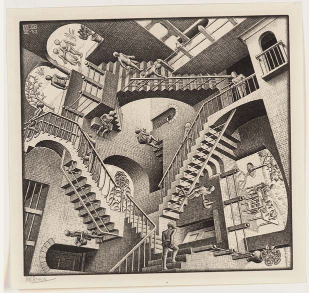 Relatividade, 1953.Litografia 29,1 x 29,4 cm
