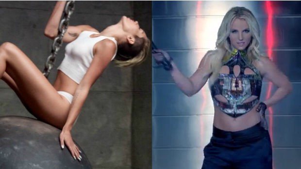 Clipes 'Wrecking Ball', de Miley Cyrus, e 'Work B**ch', de Britney Spears