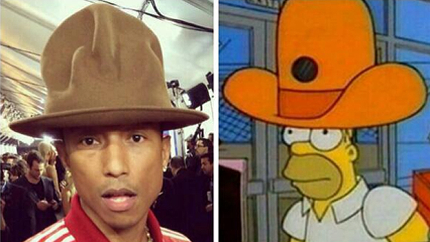 Teria Pharrell Williams se inspirado em Homer Simpson para escolher o look do Grammy?