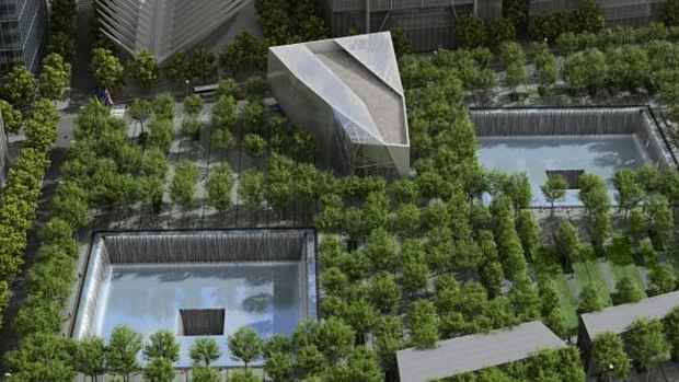 Projeto de como será o Museu e Memorial Nacional de 11 de setembro, visto de cima
