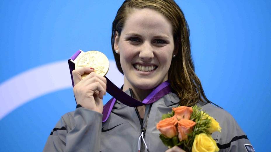 Missy Franklin, nadadora americana de 17 anos, campeã olímpica dos 100 metros nado costas