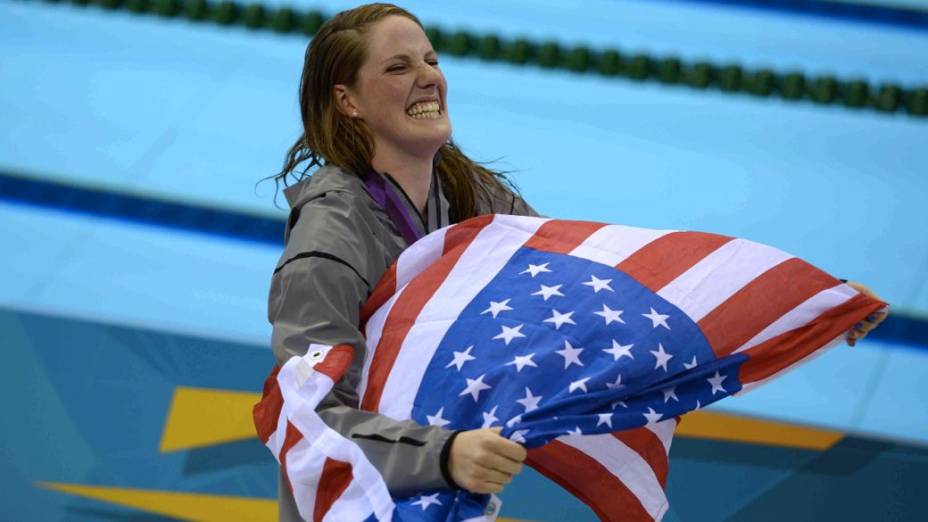 Missy Franklin, nadadora americana de 17 anos, campeã olímpica dos 100 metros nado costas