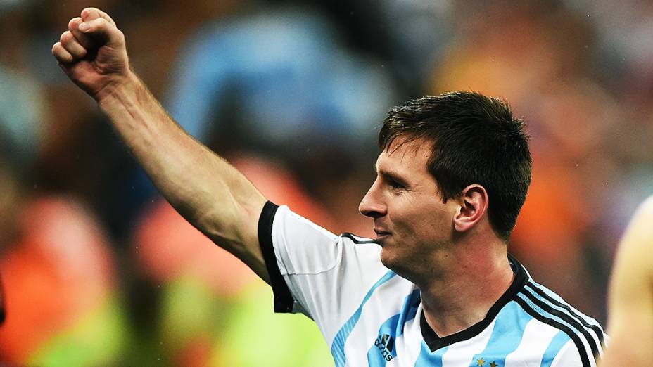 Messi comemora classificação da Argentina para a final da Copa do Mundo, no Itaquerão em São Paulo