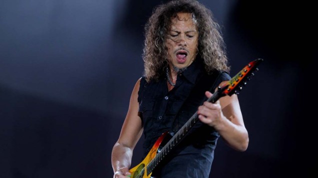 Kirk Hammett durante o show do Metallica no palco Mundo, no terceiro dia do Rock in Rio, em 25/09/2011
