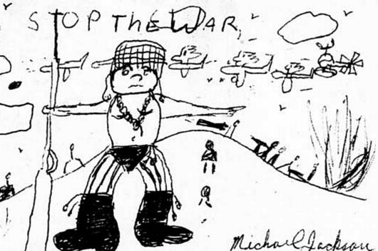Contra o Vietnã: desenho de Michal Jackson em 1971