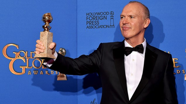 Michael Keaton durante 72ª edição do Globo de Ouro, prêmio da associação de correspondentes de Hollywood que elege os melhores do cinema e da TV, em Los Angeles, nos EUA