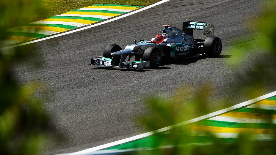 Michael Schumacher, durante treino classificatório para o GP do Brasil