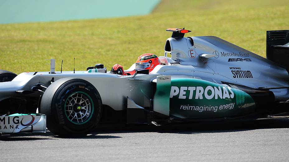 Michael Schumacher, durante treino classificatório para o GP do Brasil