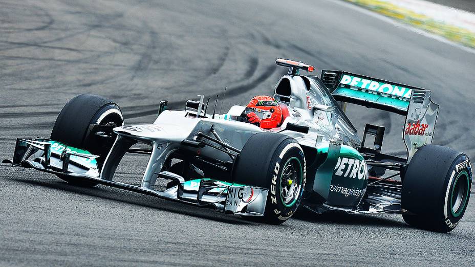 Michael Schumacher, durante treino classificatório para o GP do Brasil  