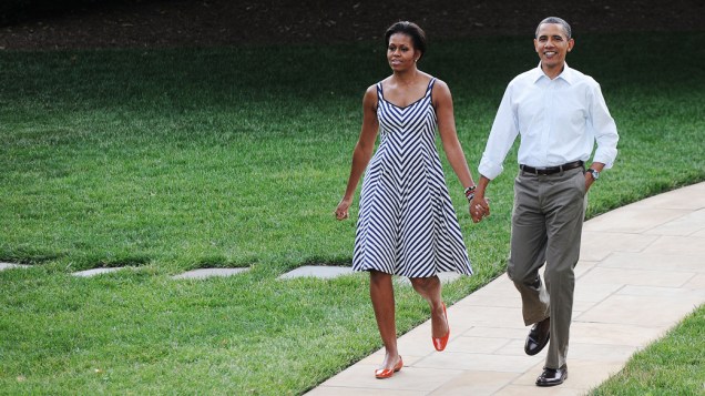 Michelle Obama no jardim da Casa Branca em Washington