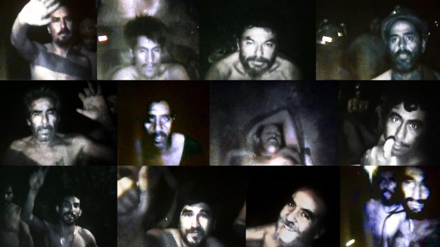 Imagem mostrando os mineiros presos na mina, Chile