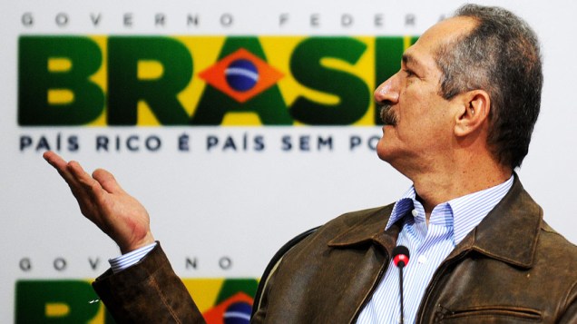 Ministro dos Esportes, Aldo Rebelo, durante coletiva em Brasília sobre os preparativos para a Copa do Mundo de 2014