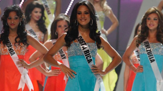 A costarriquenha Johanna Solano durante o concurso Miss Universo 2011, no Credicard Hall, em São Paulo
