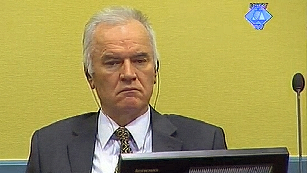 O ex-general Ratko Mladic, durante audiência em Haia, na Holanda