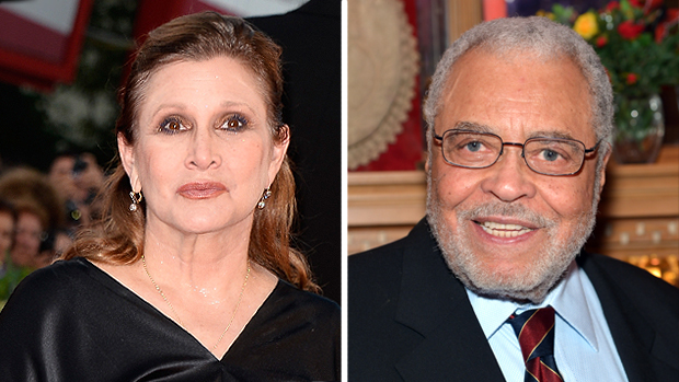 Os atores Carrie Fisher e James Earl Jones