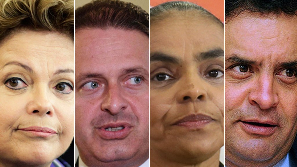 Dilma Rousseff, Eduardo Campos, Marina Silva e Aécio Neves