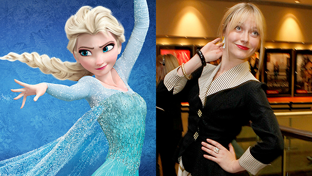 Elsa personagem da animação Frozen e a atriz Georgina Haig