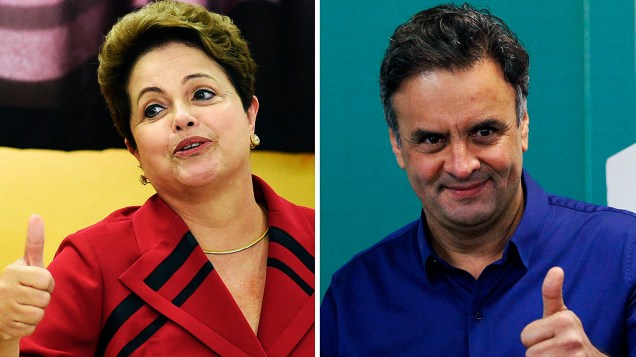 A presidente Dilma Rousseff (PT), candidata à reeleição e o candidato à Presidência da República pelo PSDB, Aécio Neves