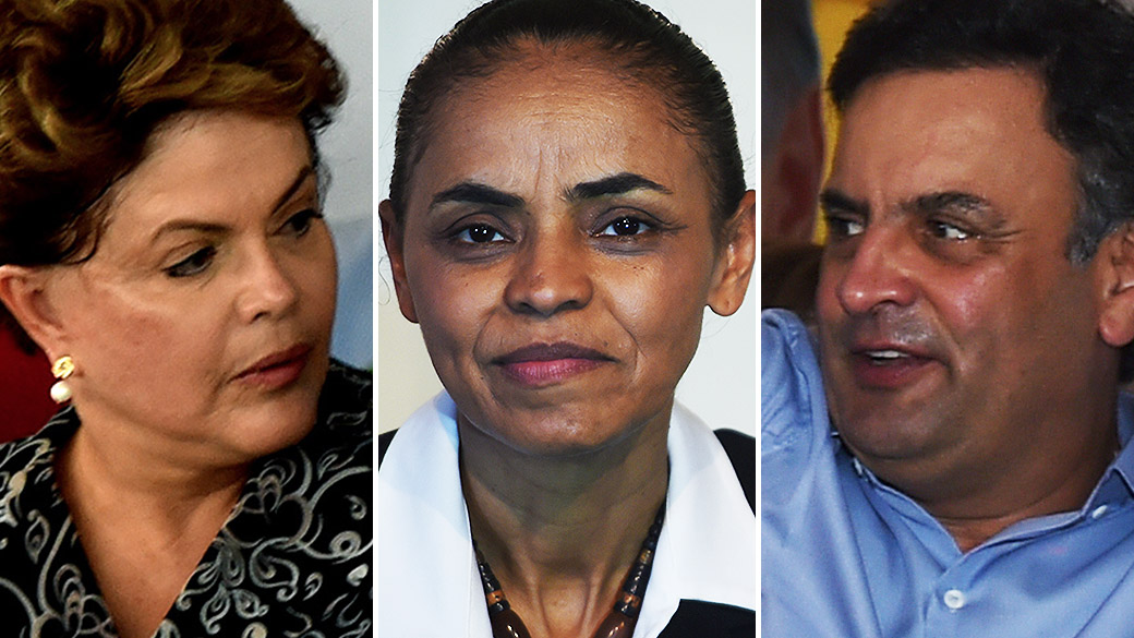 Dilma Rousseff (PT), Marina Silva (PSB) e Aécio Neves (PSDB)