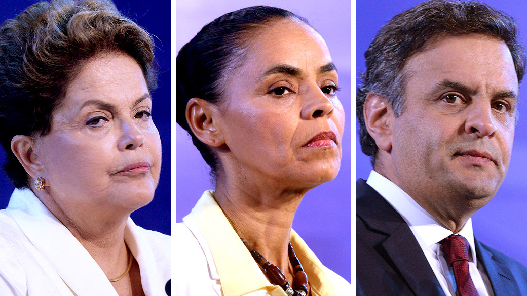 Presidenciáveis, Dilma Rousseff (PT), Marina Silva (PSB) e Aécio Neves (PSDB)