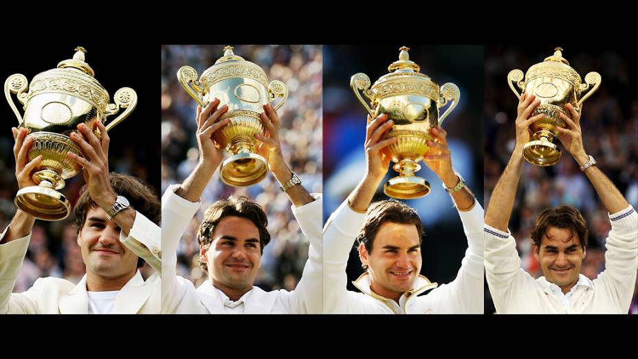 Títulos de Roger Federer em Wimbledon nos anos de 2006, 2007, 2009 e 2012