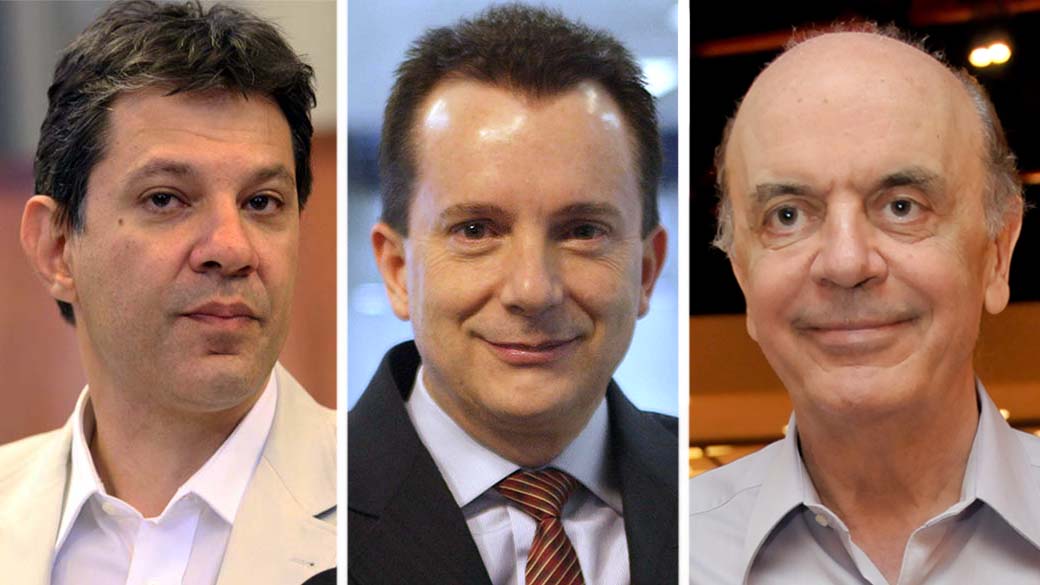 Fernando Haddad, Celso Russomanno e José Serra