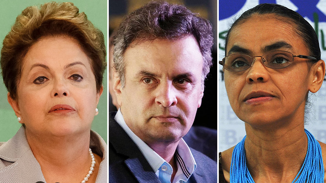 Dilma Rousseff (PT), Aécio Neves (PSDB), Marina Silva (PSB)