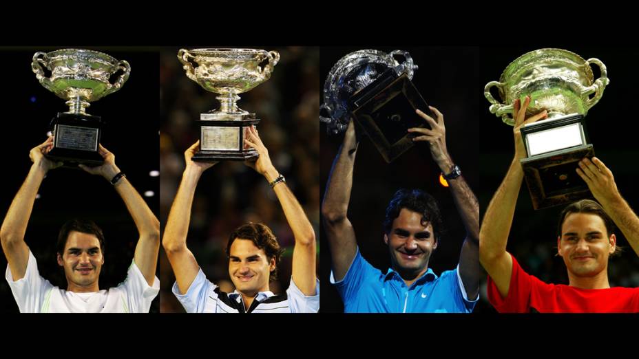 Títulos de Roger Federer no Australian Open nos anos de 2004, 2006, 2007 e 2010