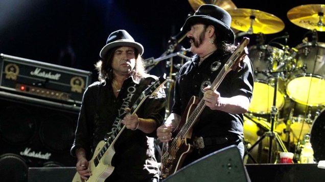 Phil Campbell e Lemmy Kilmister durante o show do Motörhead no palco Mundo, no terceiro dia do Rock in Rio, em 25/09/2011