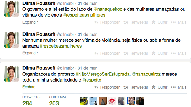 Dilma citou campanha idealizada por Nana Queiroz