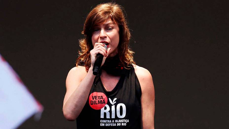 Maria Paula durante o protesto Veta Dilma, no Rio de Janeiro