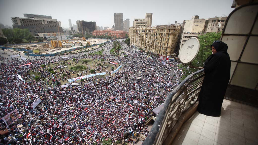 Manifestação na praça Tahrir no Cairo, Egito