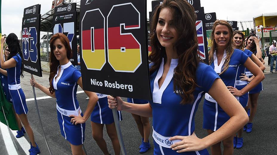 As mulheres no GP do Brasil no Autódromo de Interlagos em São Paulo, nas arquibancadas e nos boxes